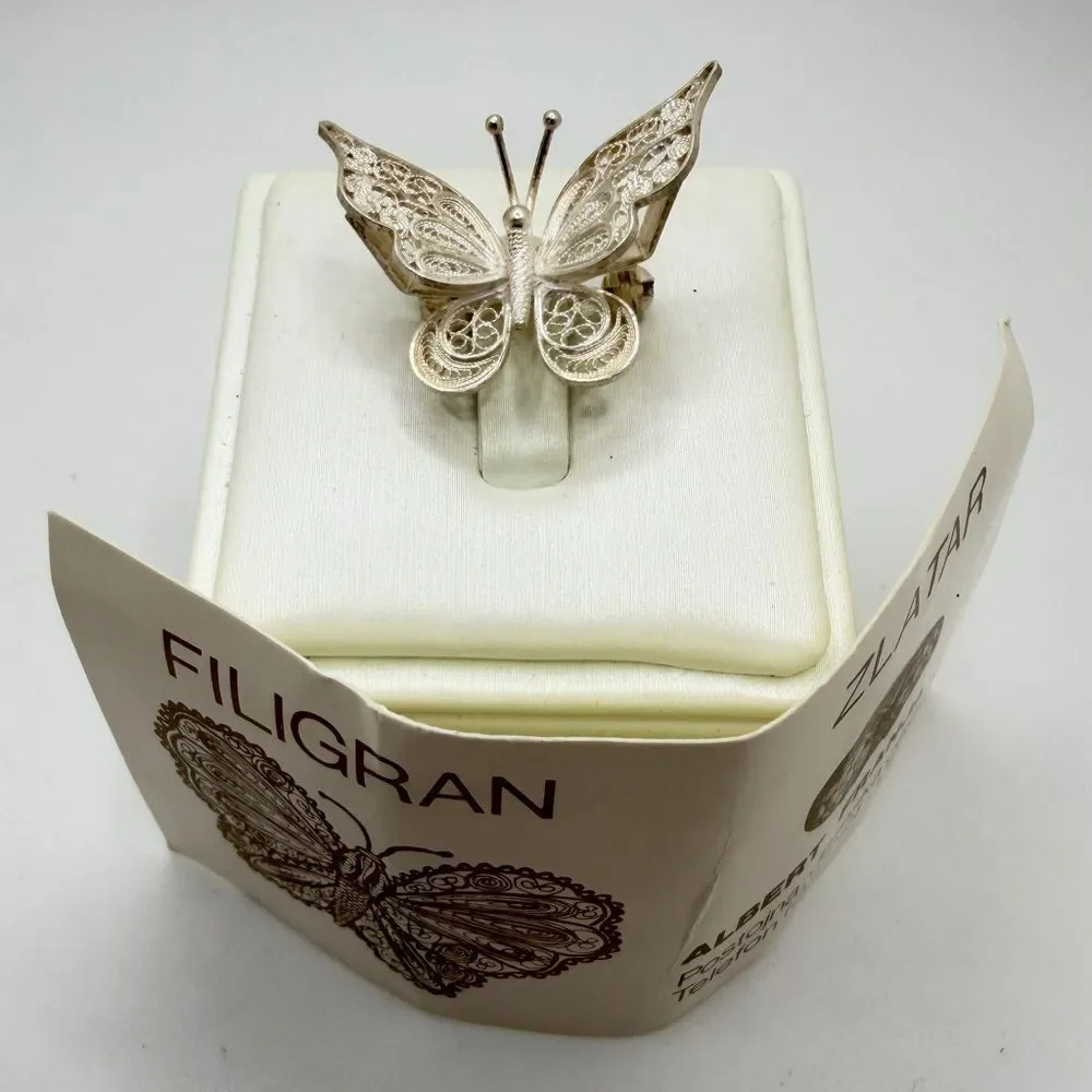 Vintage .999 silver filagree Butterfly brooch/pin!‎